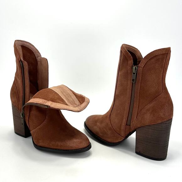 Seychelles Women Brown Heeled Ankle Boot Size 6.5 Suede Block Heel Padded New - Picture 2 of 15